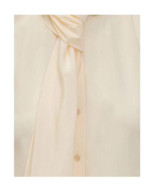 Alberta Ferretti Natural Tied-Neck Sleeveless Top