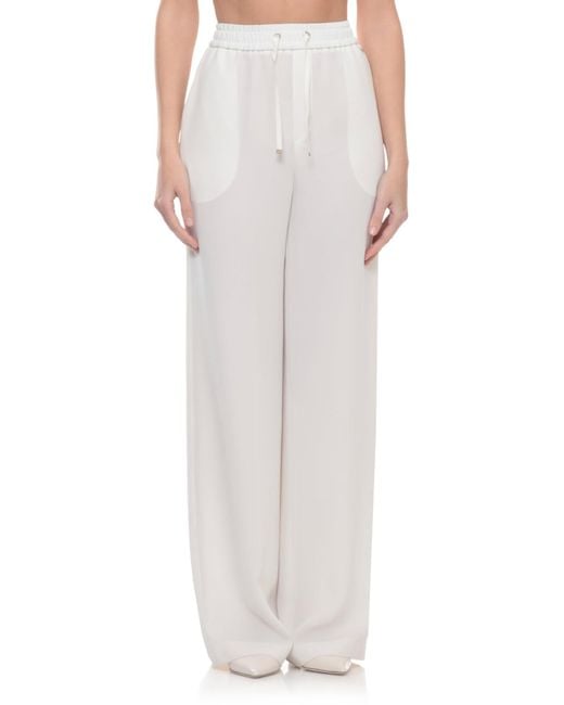 Herno White Drawstring Wide-Leg Pants