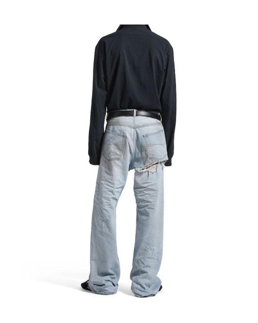 Balenciaga Blue Distressed Relaxed Fit Jeans for men