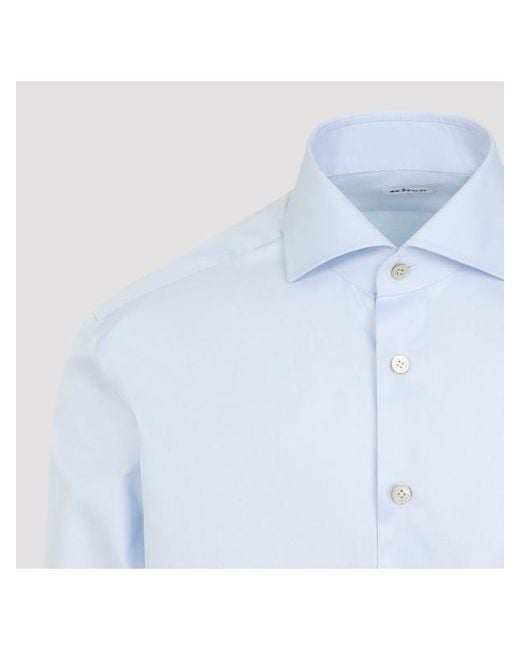 Kiton Blue Slim Fit Cotton Shirt for men