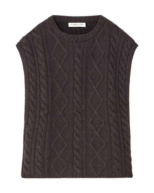 Johnstons Black Cable-Knit Cashmere Tank