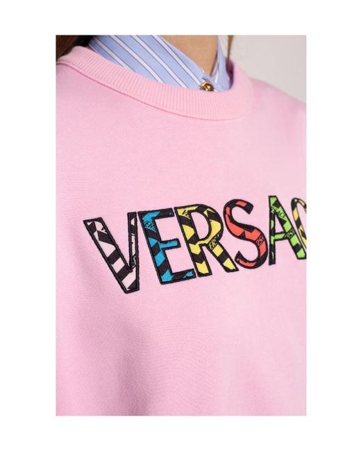 Versace Pink Embroidered Cotton Sweatshirt