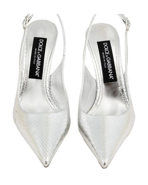 Dolce & Gabbana White Snake Pattern High Heels