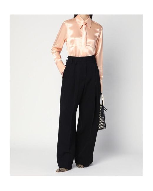 Jil Sander Natural Satin Tie-Neck Shirt