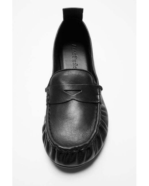 Acne Black Penny-Slot Leather Loafers