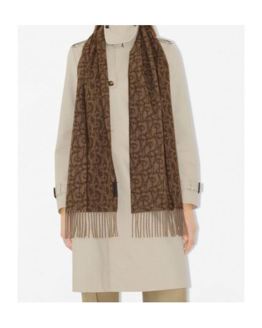 Burberry Brown B Charm Fringed-Edge Scarf