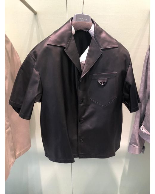 Prada Black Nappa Leather Shirt for men