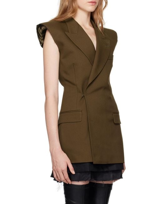 MM6 by Maison Margiela Green Double-Breasted Twill Gilet