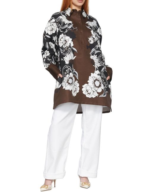 Valentino Multicolor Floral-Print Shirt Dress