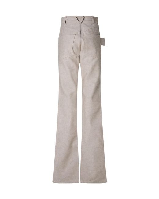 Bottega Veneta Gray Highwaisted Flared Trousers