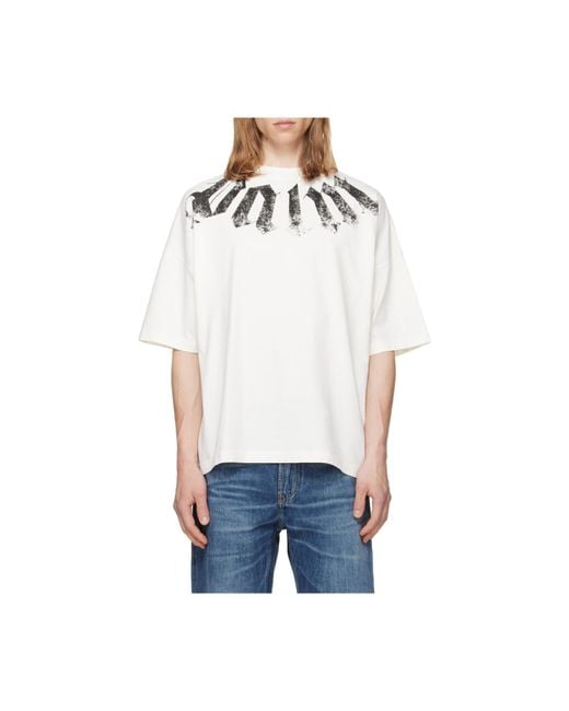 Palm Angels White Big Neck Logo Loose Fit T-Shirt for men