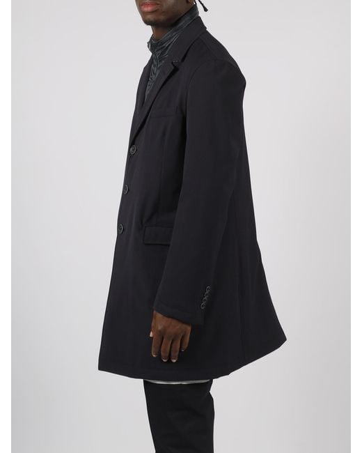 Herno Blue Single-Breasted Coat for men