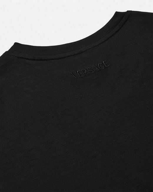 Versace Black Safety Pin Detailed Short-Sleeved Top