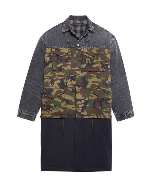 Balenciaga Gray Camouflage Denim Jacket for men