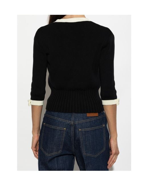 Valentino Black V-Neck Button-Up Cardigan