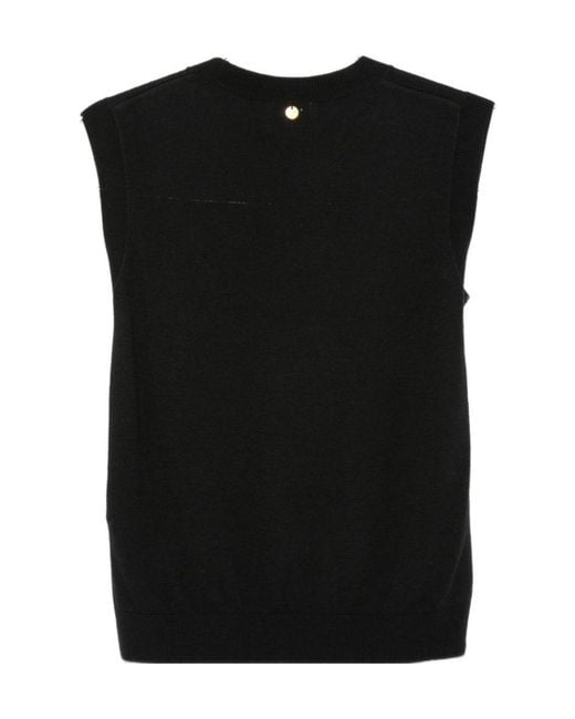 Liu Jo Black Argyle-Pattern Sleeveless Top
