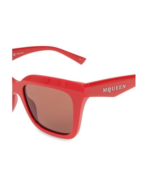 McQueen Pink Eyewear Square Frame Sunglasses