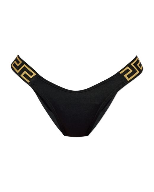 Versace Black Logo Band Swimsuit Bottoms