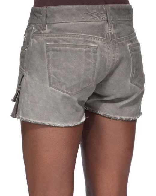 Rick Owens Gray Denim Shorts With Belt Loops