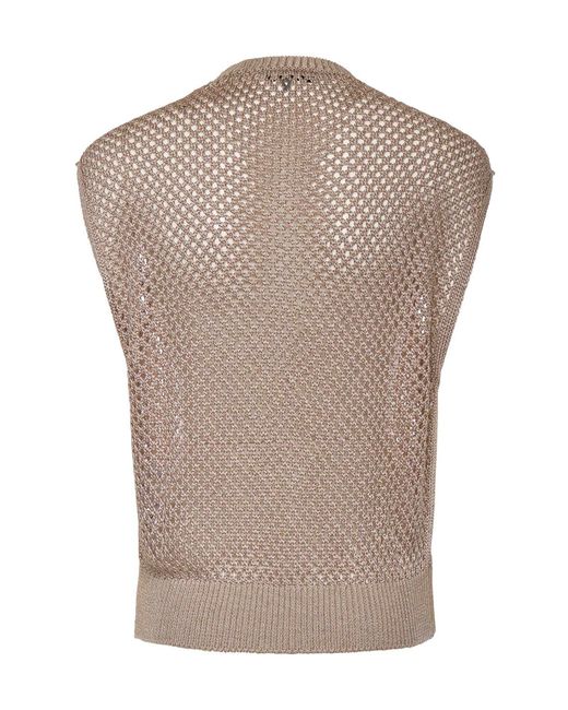 Dondup Gray Sleeveless Mesh Knitted Sweater