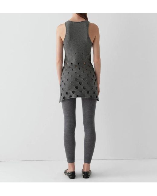 GIMAGUAS Gray Aros Perforated Sleeveless Dress