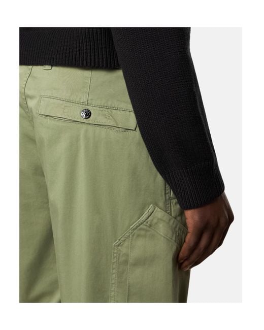 Stone Island Green Logo Patch Trousers for men