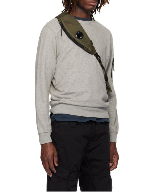 C P Company Gray Long-Sleeved Crew Neck Sweatshirt for men