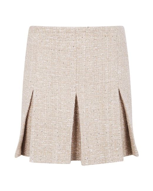 Twinset Natural Sequinned Pleated Mini Skirt