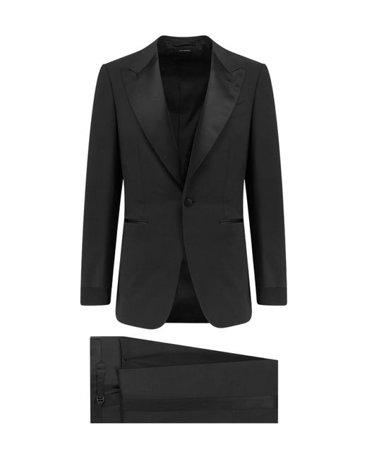 Tom Ford Black Single-Breasted Evening Tuxedo Suit for men