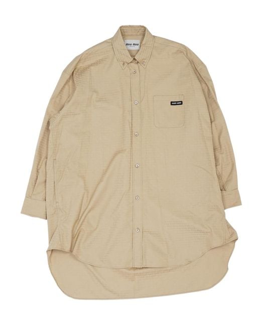 Miu Miu Natural Long-Sleeved Shirt Dress
