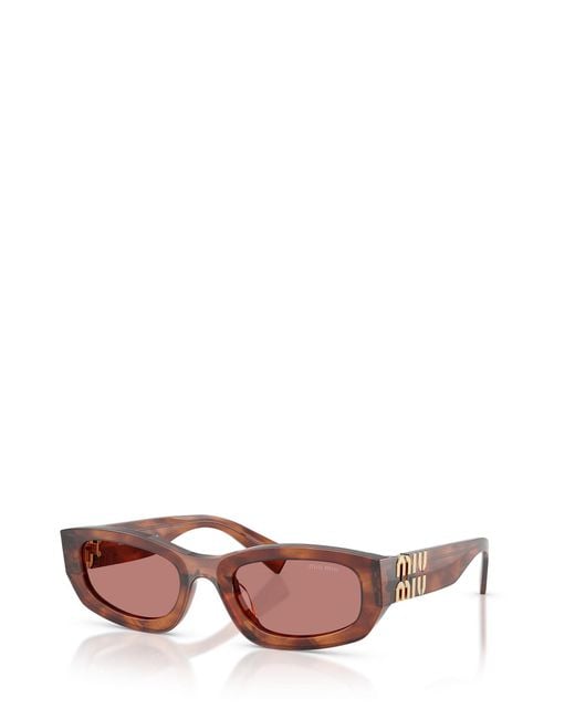 Miu Miu Pink Eyewear Rectangular Frame Sunglasses