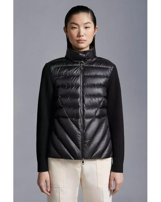 Moncler Black Padded Wool Cardigan