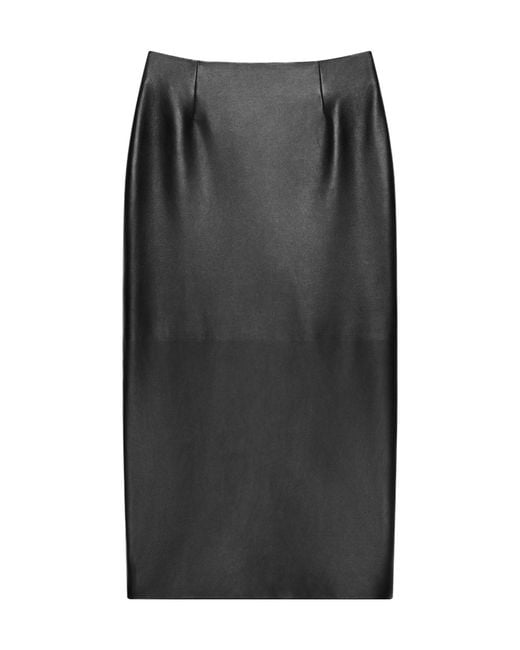 Givenchy Gray Leather Midi Pencil Skirt