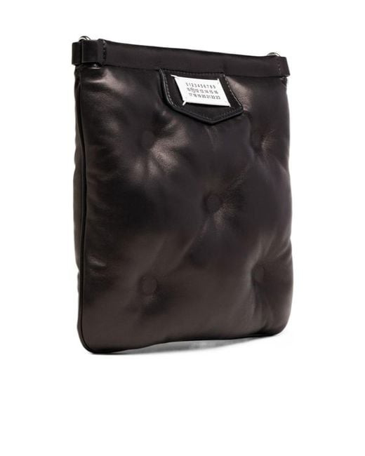 Maison Margiela Black Quilted Logo Patch Messenger Bag