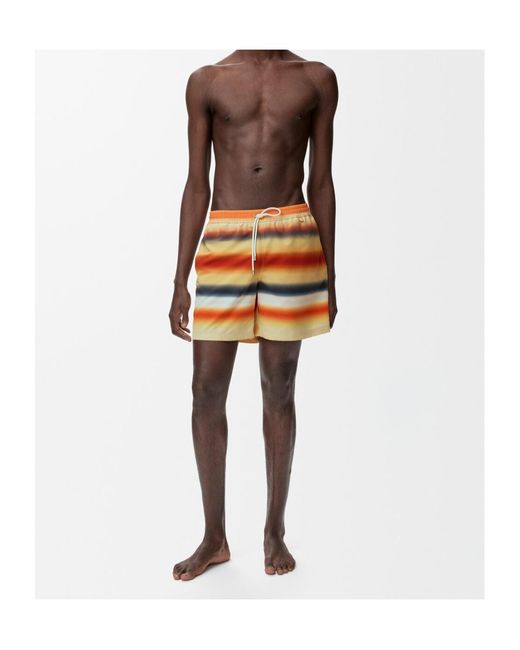 Loewe Orange X Paula Ibiza Striped Swim Shorts for men