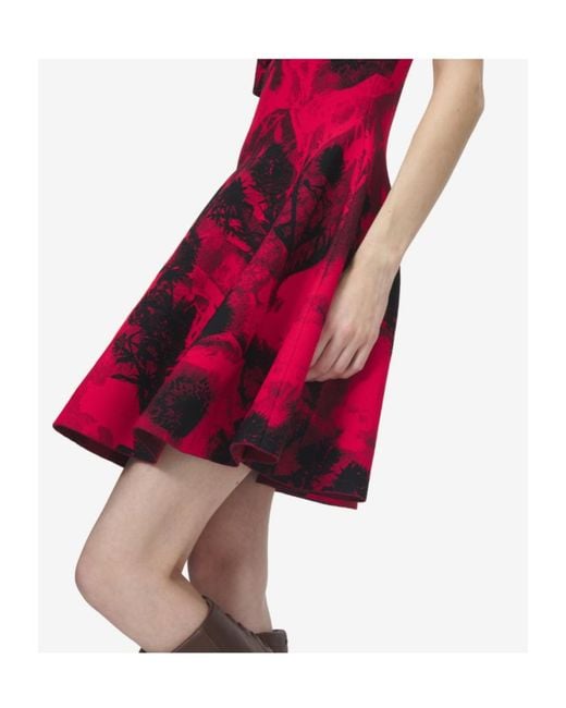 McQueen Crew-Neck Flared-Hem Mini Dress
