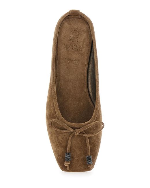 Brunello Cucinelli Brown Monil Detail Ballet Shoes