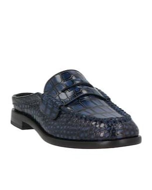 Rag & Bone Blue Crocodilepattern Mules