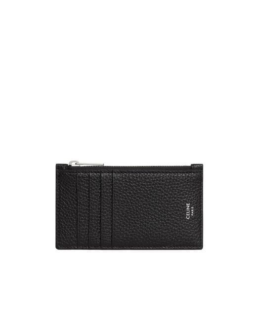 Céline Black Zipped Compact Card Holder for men