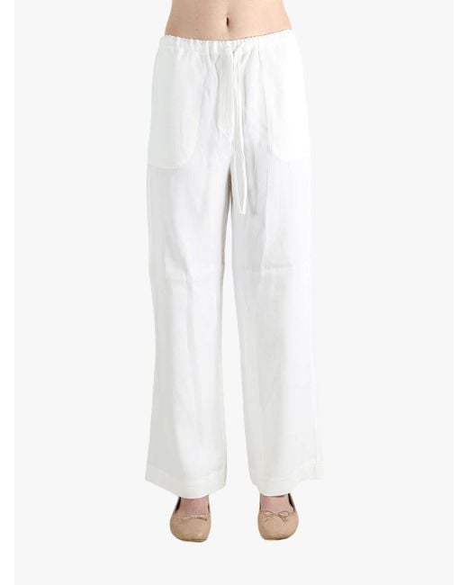 Totême White Totême Drawstring Wide Leg Trousers