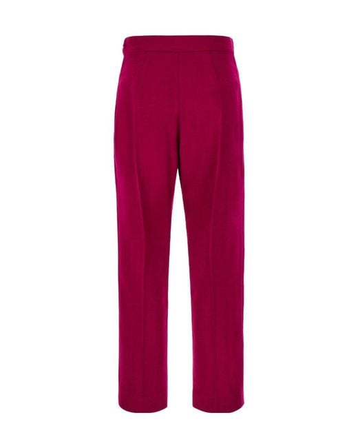 Fendi Red Wool-Blend Cropped Trousers