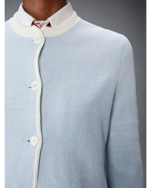 Thom Browne Blue Honeycomb-Knit Jacket