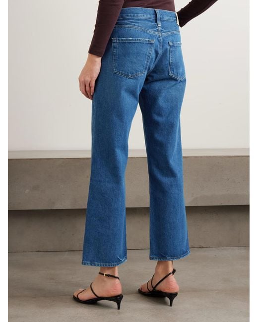 Citizens of Humanity Blue Faye Cropped Mid-Rise Straight-Leg Jeans