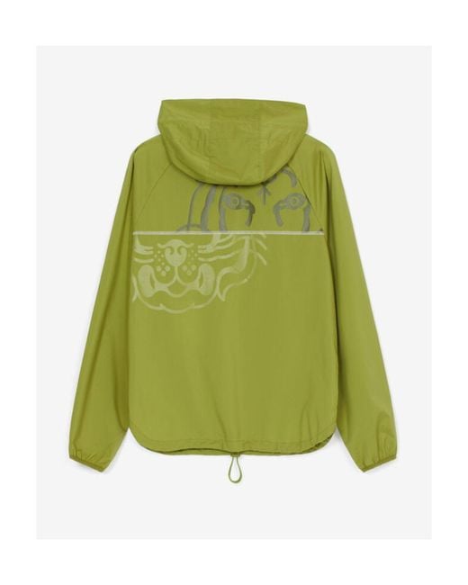 KENZO Green Logo-Patch Hooded Jacket for men