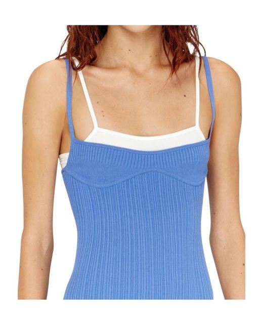 DIESEL Blue Ribbed Knit M-Zandra Mini Dress