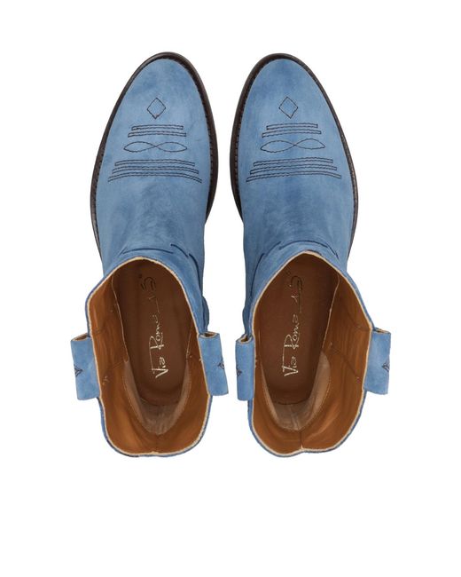 Via Roma 15 Blue Round Head And Ankle Boots