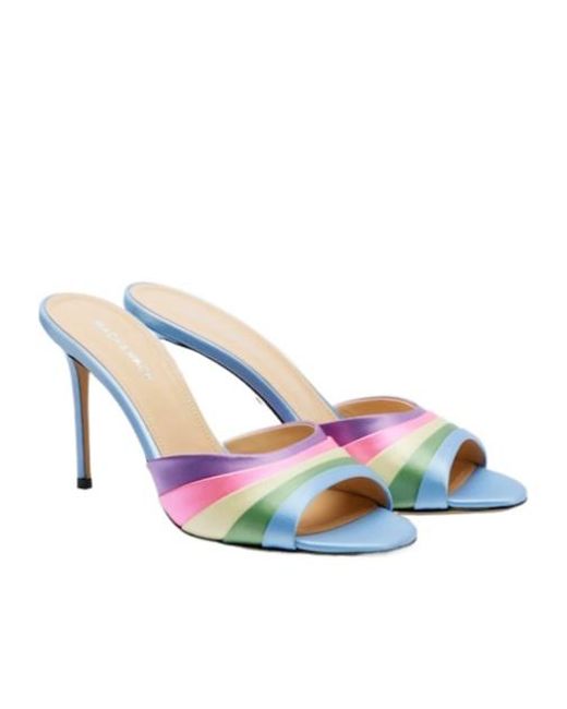 Mach & Mach White Satin Mules