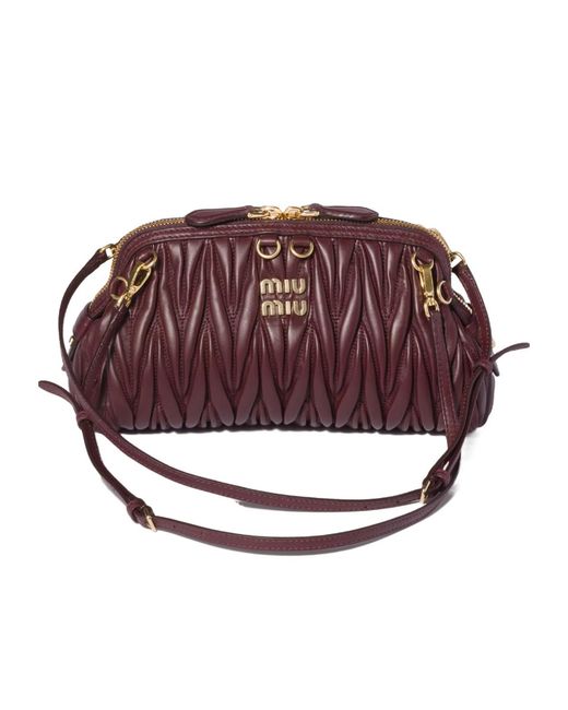 Miu Miu Red Caprice Matelassé Nappa Leather Clutch