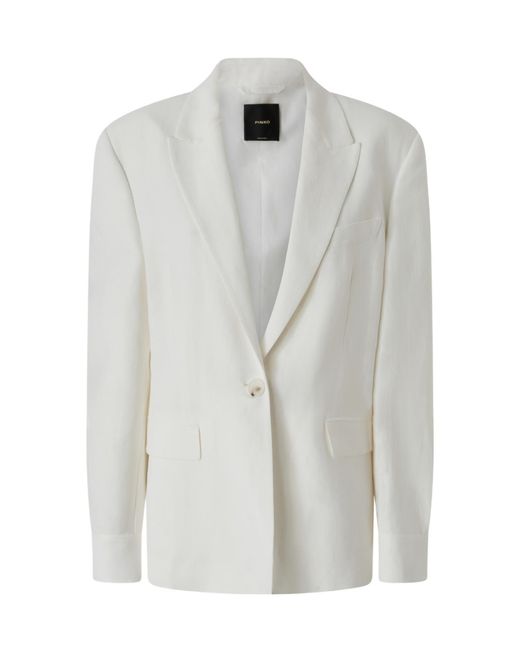 アウターその他 PINKO Woman Blazer White 104903A1L3 Z05 PINKO single-breasted Cotton Blazer | White | FARFETCH
