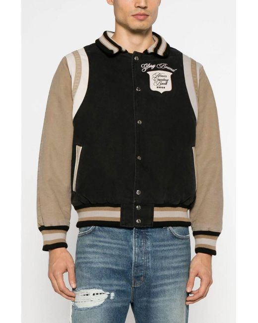Rhude Black And Khaki Cotton Washed Bomber Jacket for men
